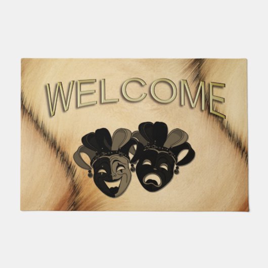 素朴喜劇と悲劇の演劇デザイン ドアマット (正面)