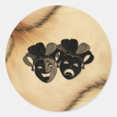 素朴喜劇と悲劇の演劇デザイン ラウンドシール (正面)