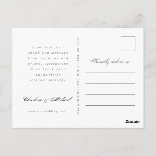 素朴国感謝してい式の写真 ポストカード (裏面)