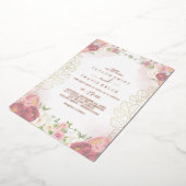 素朴土 | バラゴールドフォイルオールインワン結婚ズ 箔招待状 (回転した状態)