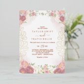 素朴土 | バラゴールドフォイルオールインワン結婚ズ 箔招待状 (立ち正面)