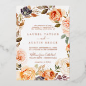 素朴土 |バラゴールドフォイル結婚オールインワン 箔招待状 (正面)