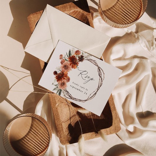 素朴地球&シャンパン花模様w食事RSVP 2 出欠カード