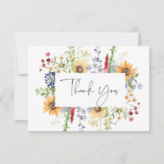 素朴夏の花ひまわり結婚の サンキューカード (正面)