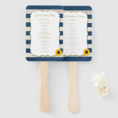 素朴夏ひまわりネイビーストライプブル結婚ズ ハンドファン (正面&裏面)