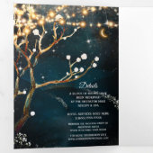 素朴夕べツリーライトトリフォル結婚ズ 三つ折り招待状 (内部最初)