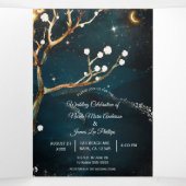 素朴夕べツリーライトトリフォル結婚ズ 三つ折り招待状 (内部中)