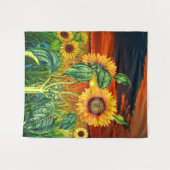 素朴夕日の花とスタイル – 珍 タペストリー (正面(横))