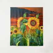 素朴夕日の花とスタイル – 珍 タペストリー (正面)