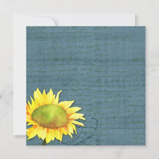 素朴夕暮れ青ひまわり結婚の 招待状 (裏面)