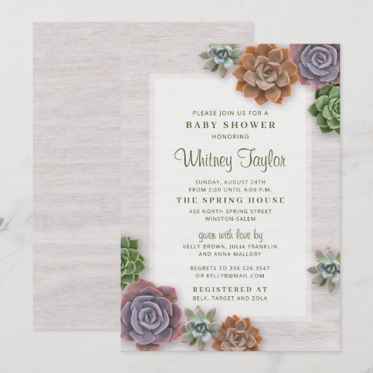 素朴多肉乳児 招待状 (正面/裏面)