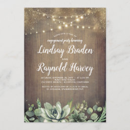 素朴多肉植物婚約パーティ 招待状