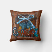 素朴女性のカーボーイハットブーツ クッション (裏面)