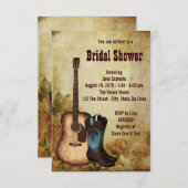 素朴女性のカーボーイブライダルシャワー 招待状 (正面/裏面)