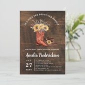 素朴女性のカーボーイブーツと泡状ブライダルシャワー 招待状 (スタンド正面)