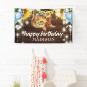 素朴女性のカーボーイブーツストリングライト誕生日 横断幕 (インサイチュ)