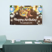 素朴女性のカーボーイブーツストリングライト誕生日 横断幕 (トレードショー)