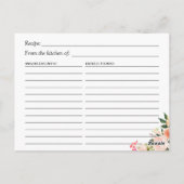 素朴女性のカーボーイブーツフラワーズブライダルシャワーレシピ ポストカード (裏面)