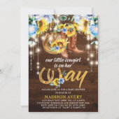 素朴女性のカーボーイブーツフローラベビーシャワー 招待状 (正面)