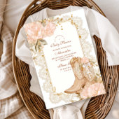 素朴女性のカーボーイブーツフローラベビーシャワー 箔招待状