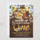 素朴女性のカーボーイブーツフローラ第1の誕生日 招待状 (正面)