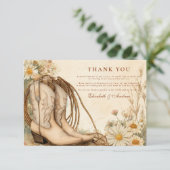 素朴女性のカーボーイブーツワイルドフラワー結婚ズ サンキューカード (スタンド正面)