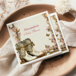 素朴女性のカーボーイブーツ赤ちゃんシャワー スタンダードカクテルナプキン