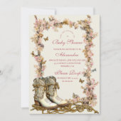 素朴女性のカーボーイブーツ赤ちゃんシャワー 招待状 (正面)