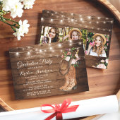 素朴女性のカーボーイブーツ3写真卒業パーティー 招待状