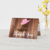 素朴女性のカーボーイブーツ&ハットサンキュー カード (黄色い花)