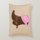 素朴女性のカーボーイブーツ&ピンクハット アクセントクッション (正面(垂直))