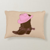 素朴女性のカーボーイブーツ&ピンクハット アクセントクッション (裏面)