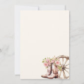 素朴女性のカーボーイブートフローラウェスタンブライダルシャワー 招待状 (裏面)