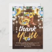 素朴女性のカーボーイブートフローラストリングライト サンキューカード (正面)
