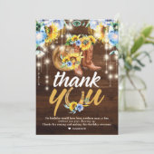 素朴女性のカーボーイブートフローラストリングライト サンキューカード (スタンド正面)