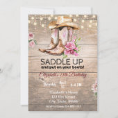 素朴女性のカーボーイ誕生日招待状 招待状 (正面)
