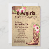 素朴女性のカーボーイ30thバースデーナッシュビル 招待状 (正面)