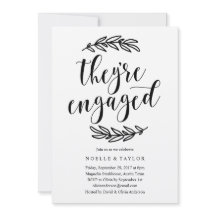 素朴婚約パーティディナー招待状