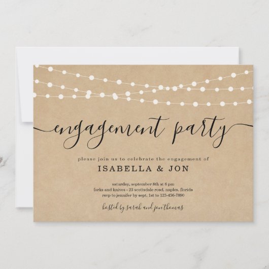 素朴婚約パーティ招待状 案内状 (正面)