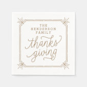 素朴家族パーソナライズされた感謝祭 スタンダードカクテルナプキン (正面)