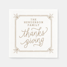 素朴家族パーソナライズされた感謝祭 スタンダードカクテルナプキン