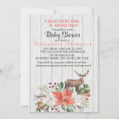 素朴小さいシカはほとんどここにベビーシャワーいます 招待状 (正面)