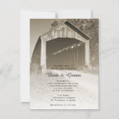 素朴屋根付き橋の田舎結婚式 マグネット招待状 (正面)
