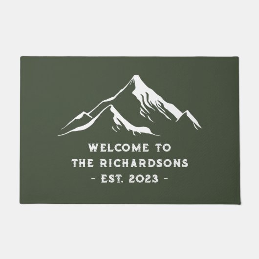 素朴山パーソナライズされた家名湖 ドアマット (正面)