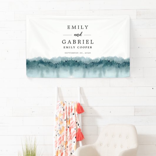 素朴山林の水の色のバ結婚ナー 横断幕 (インサイチュ)