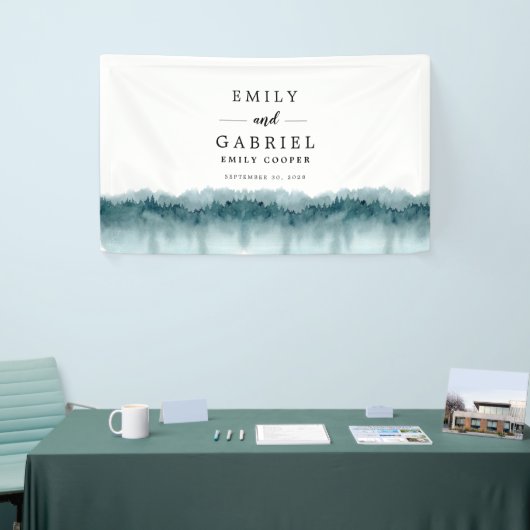素朴山林の水の色のバ結婚ナー 横断幕 (トレードショー)