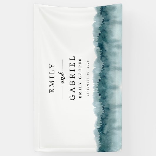 素朴山林の水の色のバ結婚ナー 横断幕 (縦)