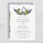 素朴山林フォトウォーターカラー結婚ズ 招待状 (正面/裏面)