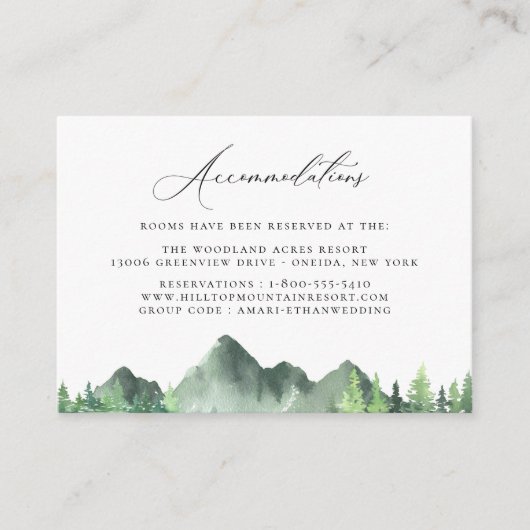 素朴山林結婚宿泊施設 エンクロージャーカード (正面)