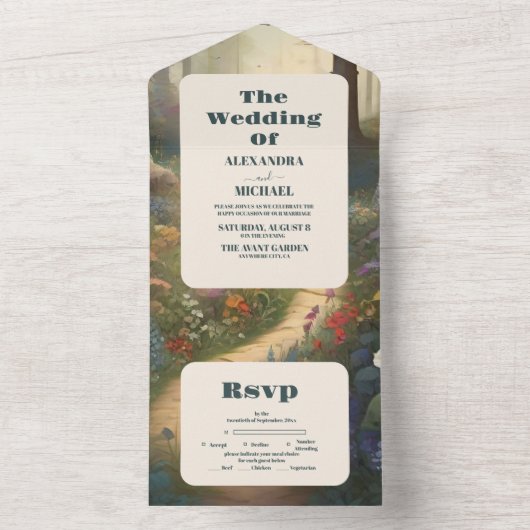 素朴山林結婚林 オールインワン招待状 (内側)